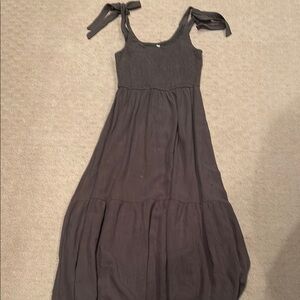 Olive Green Smocked midi Dress